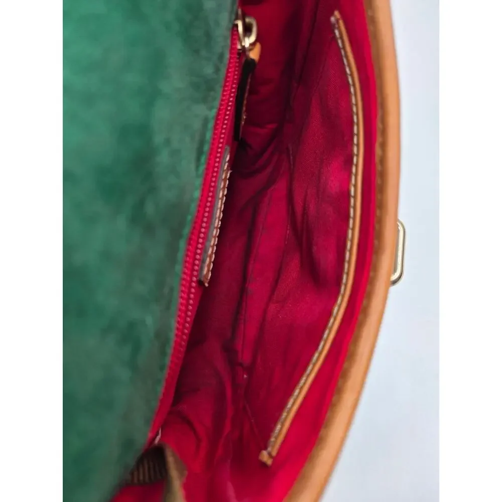 Dooney & Bourke Verona Bionda Cristina Leather Crossbody Satchel Blue Tan